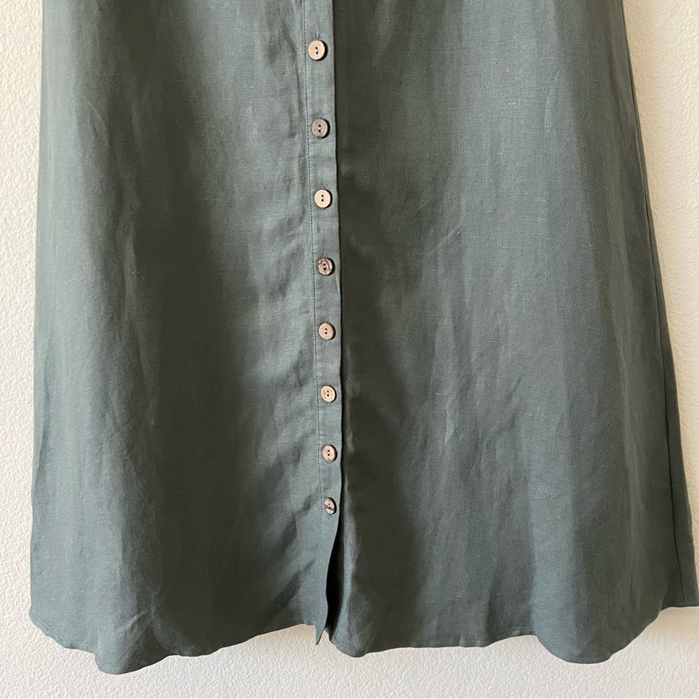 NWT Chaser Linen Blend Button Front A-Line Midi Skirt Coastal Minimalist Medium - Picture 9 of 16